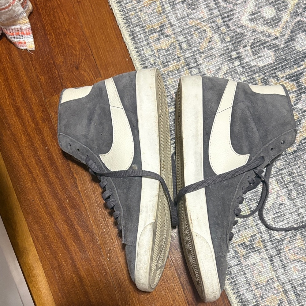 Nike Gray and White High-Top Sneakers